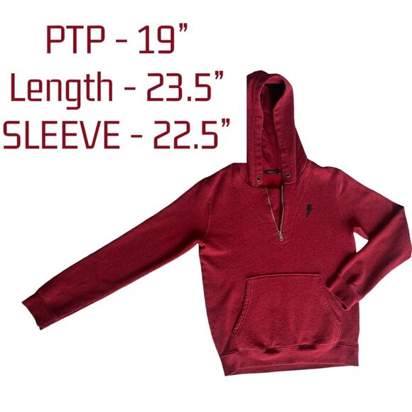 IKKS SWEAT JACKET RED WITH HOUNDSTOOTH GUITAR LOGO ON BACK BOYS 14-16 - Picture 7 of 15